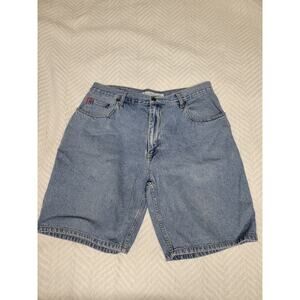 VTG Bugle Boy Mens Denim Blue Jorts 90s Baggy Street 100% Cotton Shorts Size 36